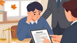Юрист помогает студенту проверить договор, чтобы избежать мошенничества при заказе курсовых работ